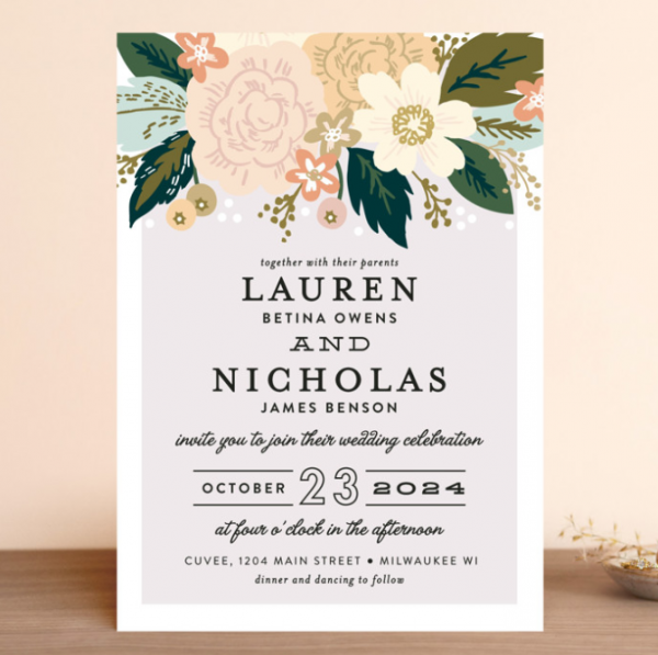 Undangan Penikahan Sederhana Floral Klasik